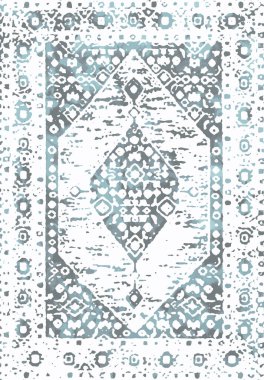 Orijinal yıkanmış efekt vektör halı tasarımı ve grunge desenli illüstrasyon 