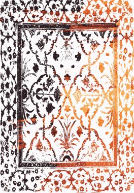 Orijinal yıkanmış efekt vektör halı tasarımı ve grunge desenli illüstrasyon 