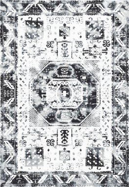 Orijinal yıkanmış efekt vektör halı tasarımı ve grunge desenli illüstrasyon 