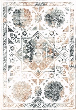 Orijinal yıkanmış efekt vektör halı tasarımı ve grunge desenli illüstrasyon 