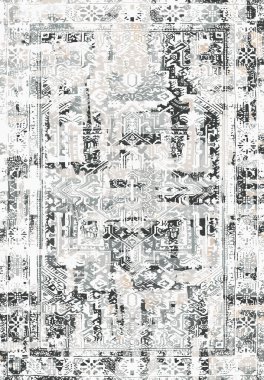 Orijinal yıkanmış efekt vektör halı tasarımı ve grunge desenli illüstrasyon 