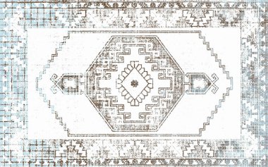 Orijinal yıkanmış efekt, halı tasarımı ve grunge desenli illüstrasyon 