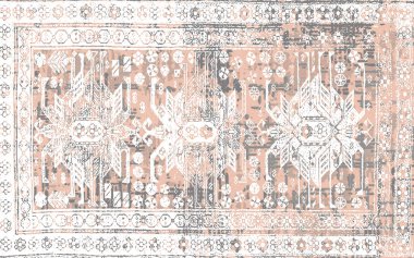 Orijinal yıkanmış efekt, halı tasarımı ve grunge desenli illüstrasyon 