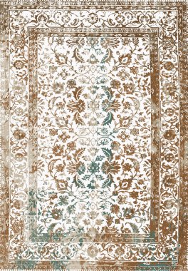 Geometrik Farsça Orijinal Yıkanmış Vector Halı Tasarımı ve grunge desenli illüstrasyon 