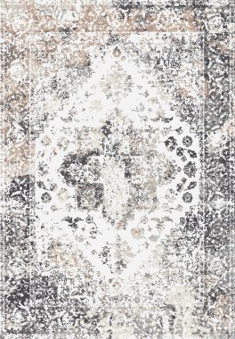 Geometrik Farsça Orijinal Yıkanmış Vector Halı Tasarımı ve grunge desenli illüstrasyon 