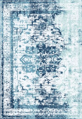 Geometrik Farsça Orijinal Yıkanmış Vector Halı Tasarımı ve grunge desenli illüstrasyon 