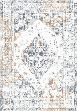 Geometrik Farsça Orijinal Yıkanmış Vector Halı Tasarımı ve grunge desenli illüstrasyon 