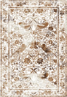 Geometrik Farsça Orijinal Yıkanmış Vector Halı Tasarımı ve grunge desenli illüstrasyon 