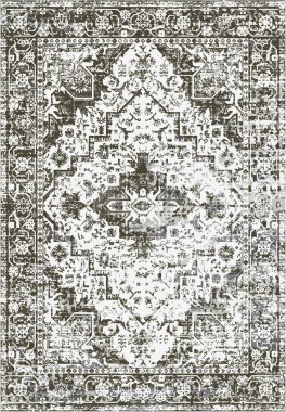 Geometrik Farsça Orijinal Yıkanmış Vector Halı Tasarımı ve grunge desenli illüstrasyon 