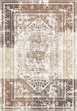 Geometrik Farsça Orijinal Yıkanmış Vector Halı Tasarımı ve grunge desenli illüstrasyon 