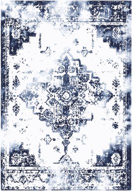 Geometrik Farsça Orijinal Yıkanmış Vector Halı Tasarımı ve grunge desenli illüstrasyon 