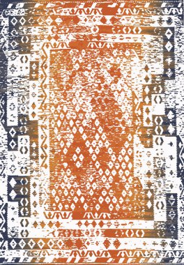 Geometrik Farsça Orijinal Yıkanmış Vector Halı Tasarımı ve grunge desenli illüstrasyon 