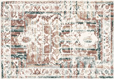 Orijinal, modası geçmiş halı tasarımı ve grunge desenli illüstrasyon 