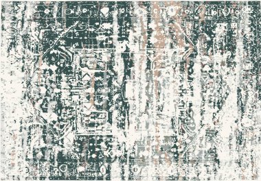 Orijinal, modası geçmiş halı tasarımı ve grunge desenli illüstrasyon 