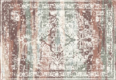 Orijinal, modası geçmiş halı tasarımı ve grunge desenli illüstrasyon 