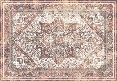 Orijinal, modası geçmiş halı tasarımı ve grunge desenli illüstrasyon 