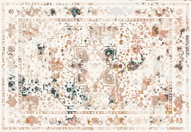 Orijinal, modası geçmiş halı tasarımı ve grunge desenli illüstrasyon 