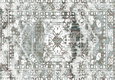 Orijinal, modası geçmiş halı tasarımı ve grunge desenli illüstrasyon 