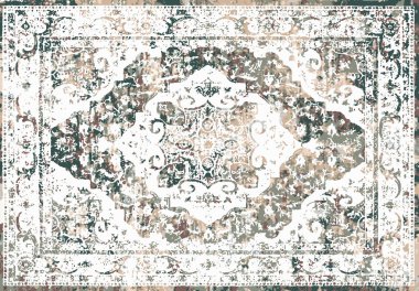 Orijinal, modası geçmiş halı tasarımı ve grunge desenli illüstrasyon 