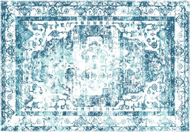 Orijinal, modası geçmiş halı tasarımı ve grunge desenli illüstrasyon 