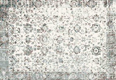 Orijinal, modası geçmiş halı tasarımı ve grunge desenli illüstrasyon 