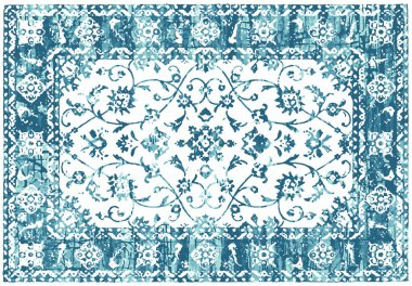 Orijinal, modası geçmiş halı tasarımı ve grunge desenli illüstrasyon 