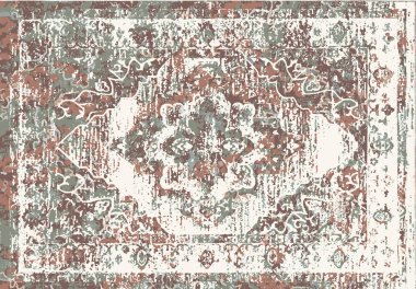Orijinal, modası geçmiş halı tasarımı ve grunge desenli illüstrasyon 