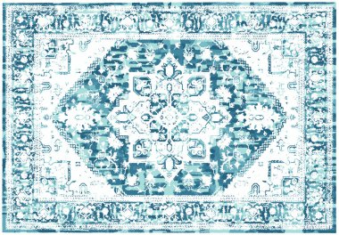 Orijinal, modası geçmiş halı tasarımı ve grunge desenli illüstrasyon 