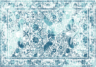 Orijinal, modası geçmiş halı tasarımı ve grunge desenli illüstrasyon 