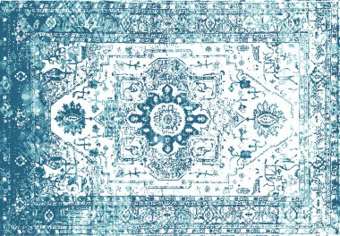 Orijinal, modası geçmiş halı tasarımı ve grunge desenli illüstrasyon 