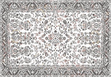 Orijinal, modası geçmiş halı tasarımı ve grunge desenli illüstrasyon 