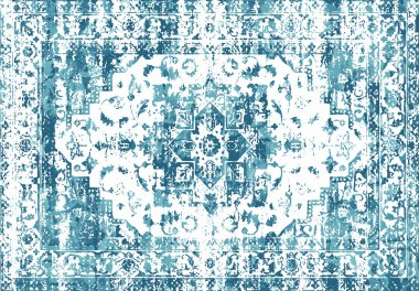 Orijinal, modası geçmiş halı tasarımı ve grunge desenli illüstrasyon 