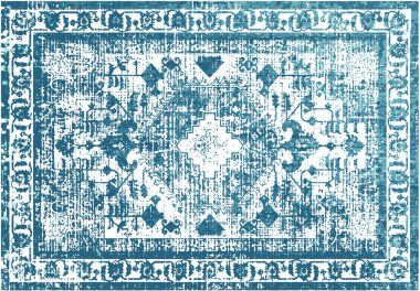 Orijinal, modası geçmiş halı tasarımı ve grunge desenli illüstrasyon 