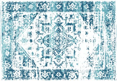 Orijinal, modası geçmiş halı tasarımı ve grunge desenli illüstrasyon 
