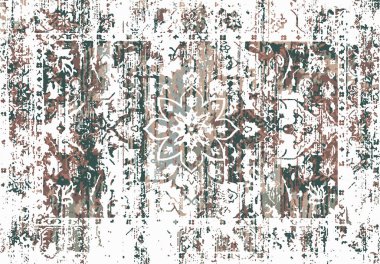 Orijinal, modası geçmiş halı tasarımı ve grunge desenli illüstrasyon 