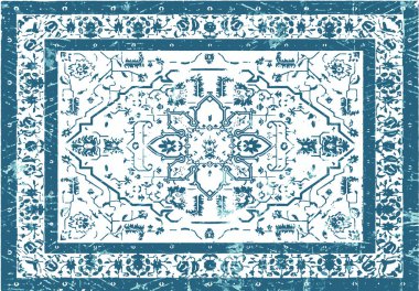 Orijinal, modası geçmiş halı tasarımı ve grunge desenli illüstrasyon 