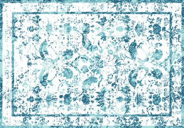 Orijinal, modası geçmiş halı tasarımı ve grunge desenli illüstrasyon 