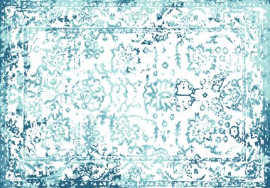 Orijinal, modası geçmiş halı tasarımı ve grunge desenli illüstrasyon 