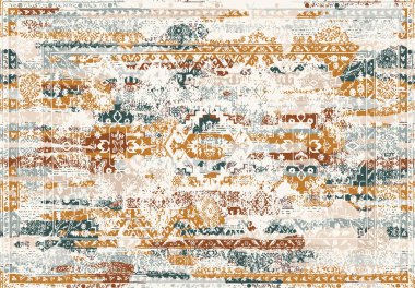 Orijinal, modası geçmiş halı tasarımı ve grunge desenli illüstrasyon 