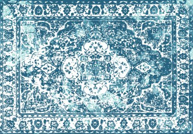 Orijinal, modası geçmiş halı tasarımı ve grunge desenli illüstrasyon 