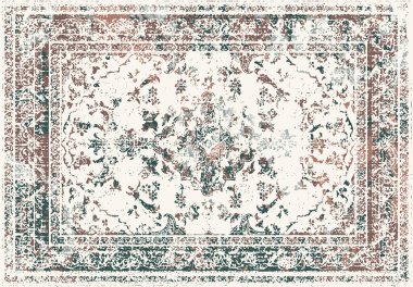 Orijinal, modası geçmiş halı tasarımı ve grunge desenli illüstrasyon 