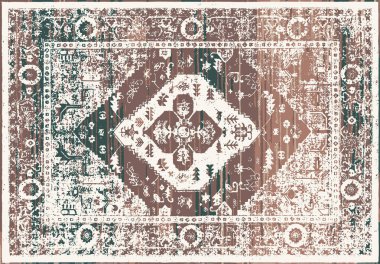 Orijinal, modası geçmiş halı tasarımı ve grunge desenli illüstrasyon 