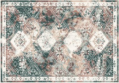 Orijinal, modası geçmiş halı tasarımı ve grunge desenli illüstrasyon 