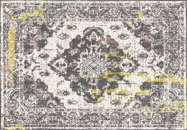 Orijinal, modası geçmiş halı tasarımı ve grunge desenli illüstrasyon 