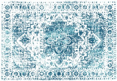 Orijinal, modası geçmiş halı tasarımı ve grunge desenli illüstrasyon 