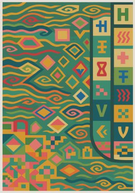 Fas ve Kabile Halısı, Halı Vektörü Tasarımı ve Resimler Yüksek çözünürlüklü Beyaz tuval üzerinde izole edilmiş