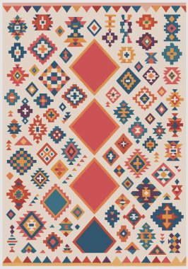 Fas ve Kabile Halısı, Halı Vektörü Tasarımı ve Resimler Yüksek çözünürlüklü Beyaz tuval üzerinde izole edilmiş