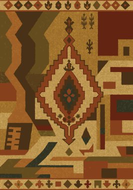 Fas ve Kabile Halısı, Halı Vektörü Tasarımı ve Resimler Yüksek çözünürlüklü Beyaz tuval üzerinde izole edilmiş