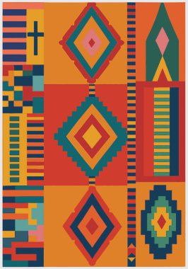 Fas ve Kabile Halısı, Halı Vektörü Tasarımı ve Resimler Yüksek çözünürlüklü Beyaz tuval üzerinde izole edilmiş