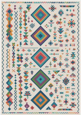 Fas ve Kabile Halısı, Halı Vektörü Tasarımı ve Resimler Yüksek çözünürlüklü Beyaz tuval üzerinde izole edilmiş